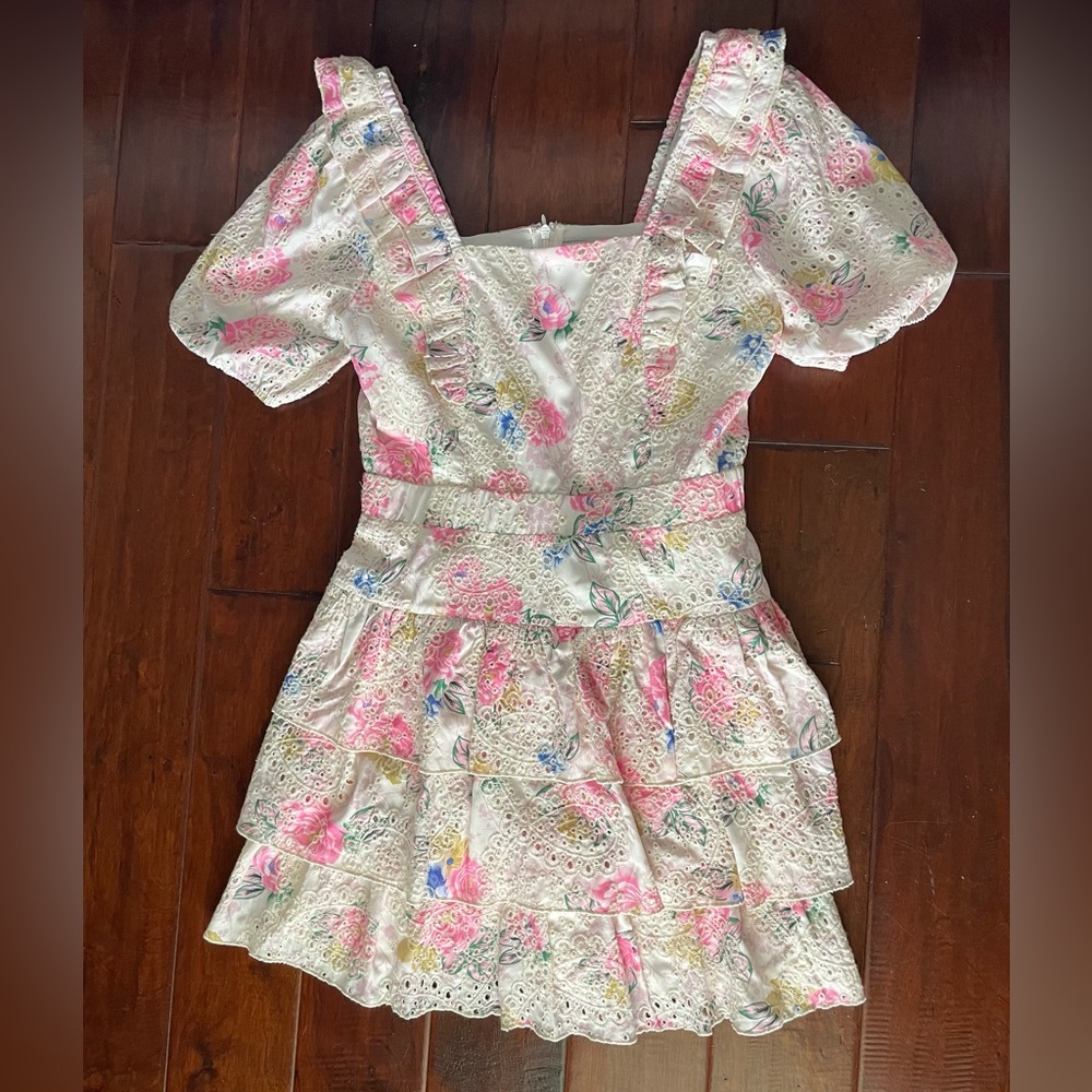 Medium Adelyn Rae Floral/Lace Eyelet Dress